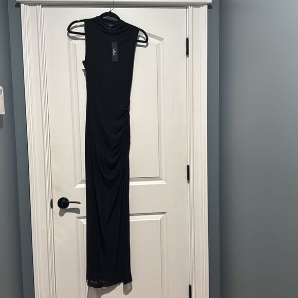 NWT Lulus black mesh mock neck dress. Sz M - Picture 5 of 6